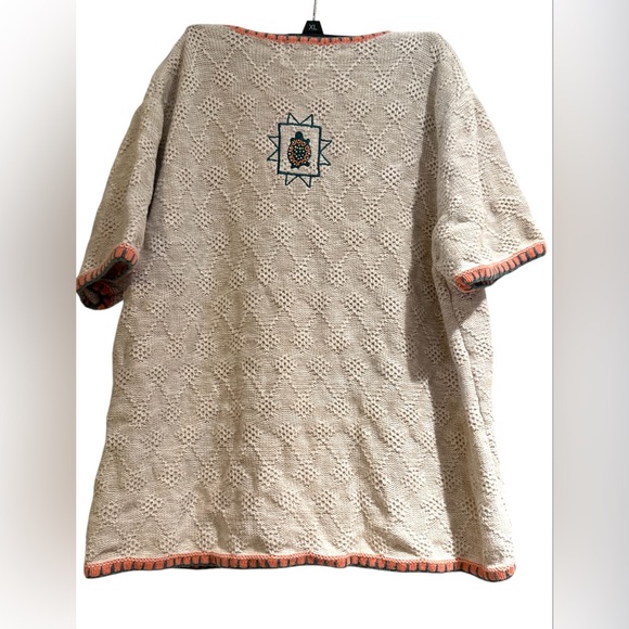 Embroidered Knit zip up Cardigan with turtle Accents - Picture 3 of 6